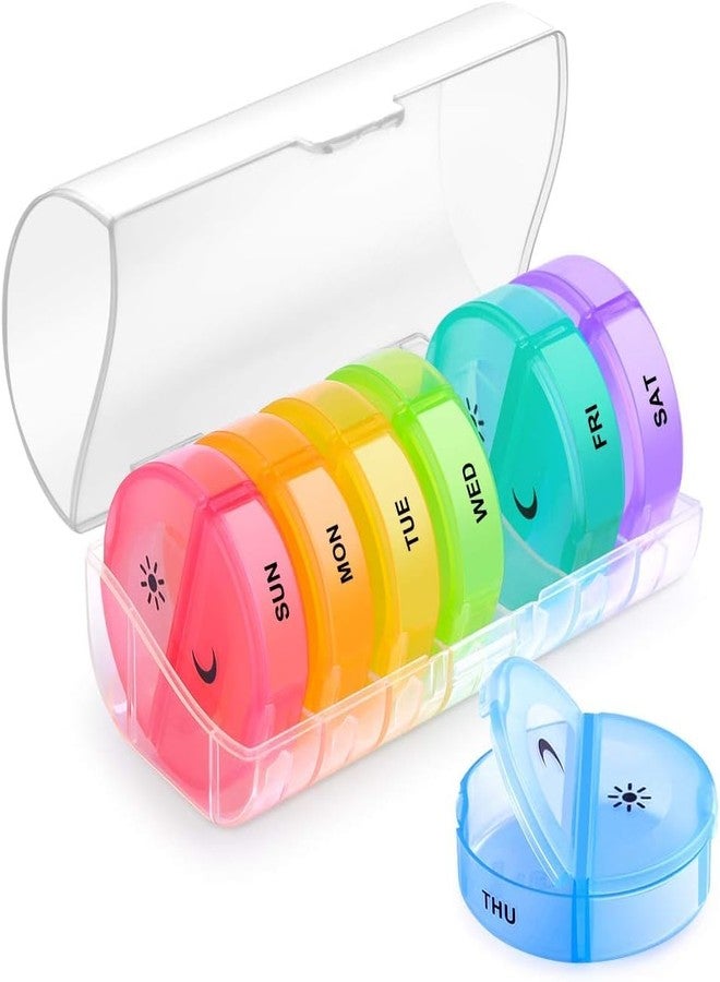 Rabbonix Portable Medicine Organizer Box Tablets Container Case Travel Pill Box For 07 days | Clear Multicolor | 01 Pcs - Image 1